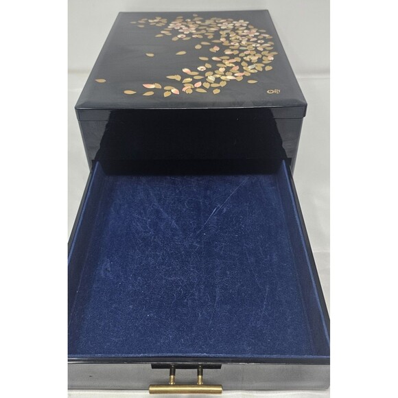 Vtg Japanese Lacquerware Maki-e Stationery Document Jewelry Box Floral Design - Picture 2 of 16